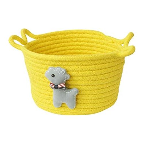  Brand: LucaSng LucaSng Small Cotton Rope Storage Basket Baby Storage Box Knitted Basket with Plush Toy Foldable Shelf Basket Toy Organizer for Nursery