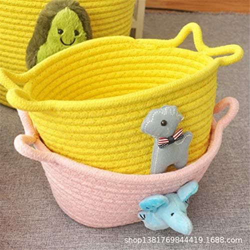  Brand: LucaSng LucaSng Small Cotton Rope Storage Basket Baby Storage Box Knitted Basket with Plush Toy Foldable Shelf Basket Toy Organizer for Nursery