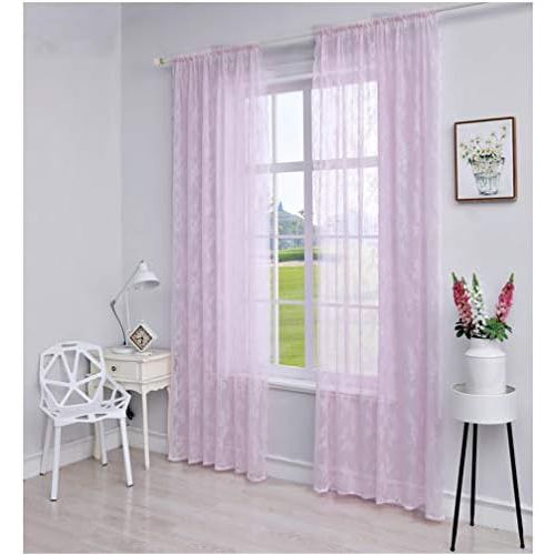  Brand: LucaSng LucaSng Set of 2 Sheer Curtain Voile Flowers Embroidery Curtains with Eyelets Transparent Curtain Gauze Pair Window Curtain for Living Room Bedroom