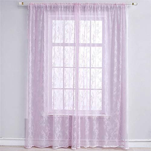  Brand: LucaSng LucaSng Set of 2 Sheer Curtain Voile Flowers Embroidery Curtains with Eyelets Transparent Curtain Gauze Pair Window Curtain for Living Room Bedroom