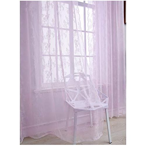  Brand: LucaSng LucaSng Set of 2 Sheer Curtain Voile Flowers Embroidery Curtains with Eyelets Transparent Curtain Gauze Pair Window Curtain for Living Room Bedroom