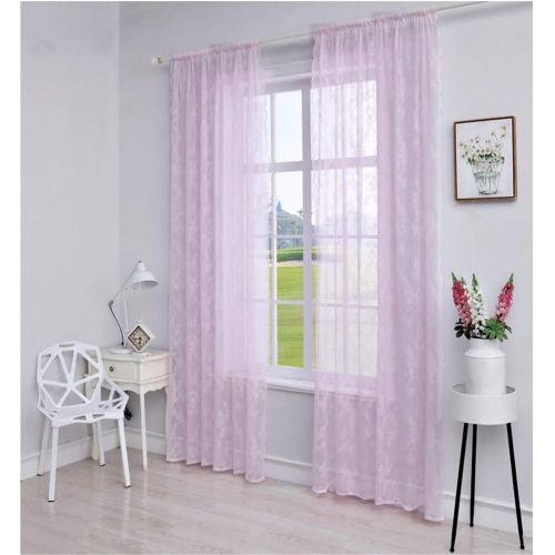  Brand: LucaSng LucaSng Set of 2 Sheer Curtain Voile Flowers Embroidery Curtains with Eyelets Transparent Curtain Gauze Pair Window Curtain for Living Room Bedroom