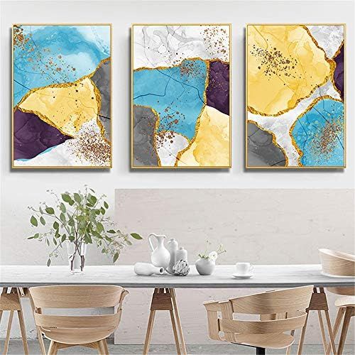  Brand: LucaSng LucaSng 3er Set Ohne Rahmen Poster Handgemaltes Aquarell Abstrakt Kunstdruck Wandbild Print Bilder Kunstposter Wandposter Posterset (Stil C,60 * 80cm)