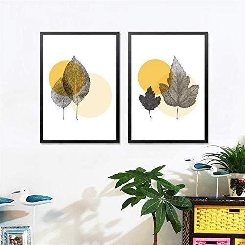  Brand: LucaSng LucaSng 3er Set Blatter Malerei Wandbilder Leinwandbilder Moderne Kunst Poster und Kunstdrucke Abstrakt Leinwand Wohnzimmerbilder Ohne Rahmen (Stil D,60 * 80cm)