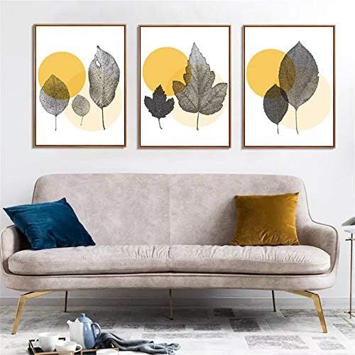  Brand: LucaSng LucaSng 3er Set Blatter Malerei Wandbilder Leinwandbilder Moderne Kunst Poster und Kunstdrucke Abstrakt Leinwand Wohnzimmerbilder Ohne Rahmen (Stil D,60 * 80cm)