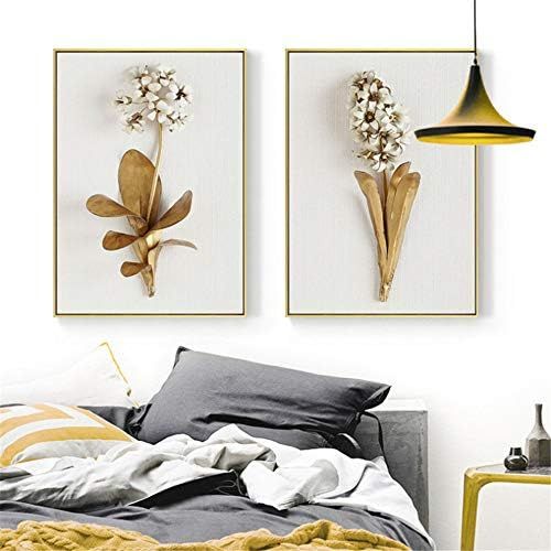  Brand: LucaSng LucaSng 3er Set Design-Poster Wandbilder, Goldene Blatter, Ohne Rahmen, Wandbild Print Bilder Kunstposter Deko fuer Wohnzimmer (Stil D,60 * 80cm)