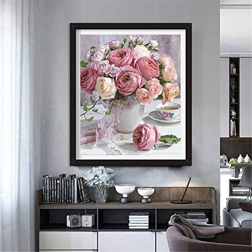  Brand: LucaSng LucaSng 5D Diamond Painting, DIY Diamonds Painting Cross Stitch Embroidery Solid Drill Handmade Adhesive Picture Rose Flower Living Room Decor Wall Sticker