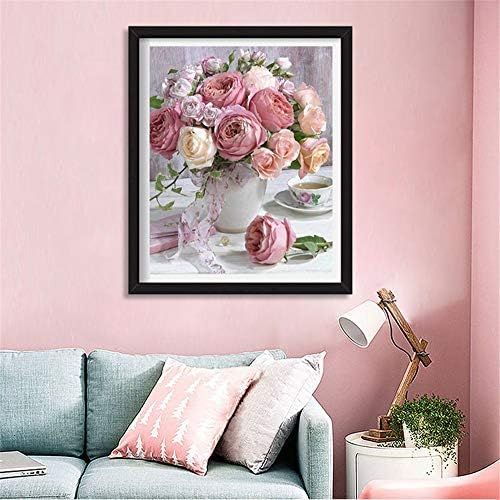  Brand: LucaSng LucaSng 5D Diamond Painting, DIY Diamonds Painting Cross Stitch Embroidery Solid Drill Handmade Adhesive Picture Rose Flower Living Room Decor Wall Sticker