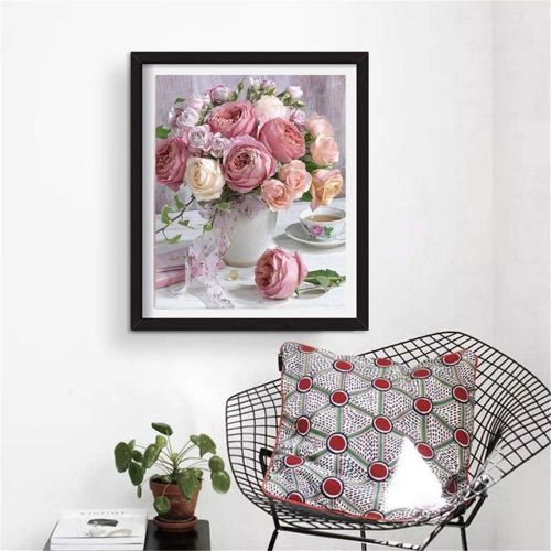  Brand: LucaSng LucaSng 5D Diamond Painting, DIY Diamonds Painting Cross Stitch Embroidery Solid Drill Handmade Adhesive Picture Rose Flower Living Room Decor Wall Sticker