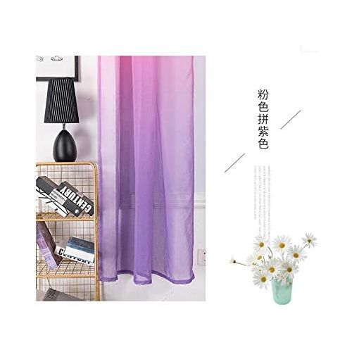  Brand: LucaSng LucaSng Set of 2 Sheer Curtain Voile Colour Gradient Decorative Curtain Transparent Curtain Window Curtain for Living Room, Pink Purple, 100 x 200 cm