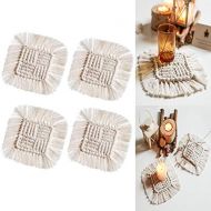 Brand: LucaSng LucaSng 4 Piece Handmade Macrame Coasters Set Cotton Boho Decoration Square Coasters with Tassel for Cups and Cups