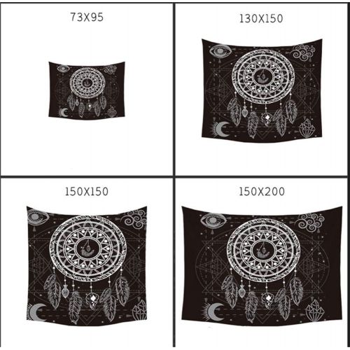  Brand: LucaSng LucaSng Mandala Wandteppich, Schwarz Gold Indische Boehmische Wandtuch Traumfanger Wandbehang, Hippie Tapisserie Tischdecke Wanddekoration (Stil I,150 x 150 cm)