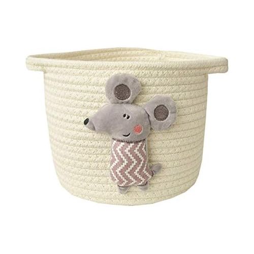  Brand: LucaSng LucaSng Woven Storage Basket Cotton Rope Basket with Plush Toy Storage Box Toy Organizer for Baby Nursery Decorative Basket