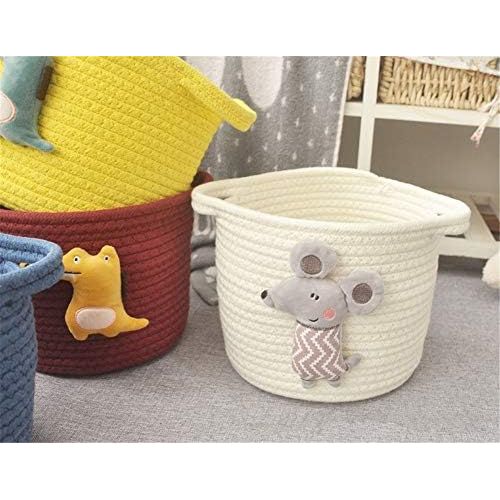  Brand: LucaSng LucaSng Woven Storage Basket Cotton Rope Basket with Plush Toy Storage Box Toy Organizer for Baby Nursery Decorative Basket