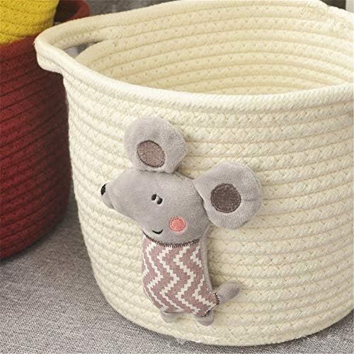  Brand: LucaSng LucaSng Woven Storage Basket Cotton Rope Basket with Plush Toy Storage Box Toy Organizer for Baby Nursery Decorative Basket