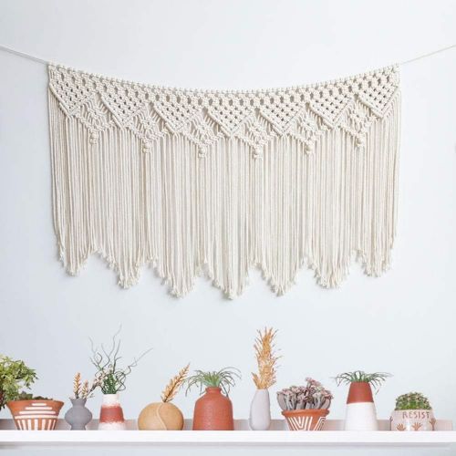  Brand: LucaSng LucaSng Macrame Wall Hanging Bohemian Tapestry of Cotton Handmade Textile Wedding Background Wall Decoration for Living Room