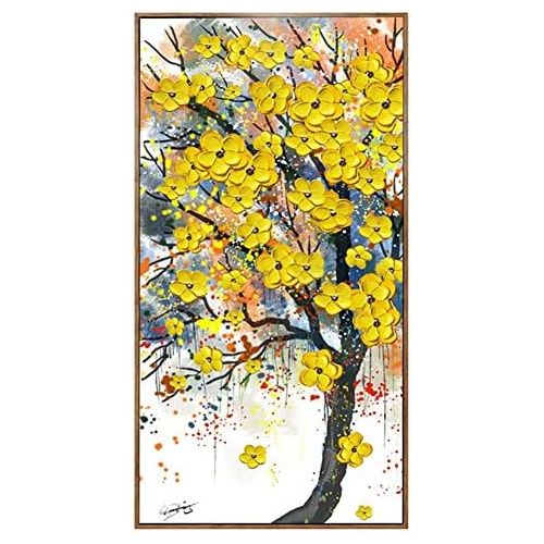  Brand: LucaSng LucaSng Full Drill DIY 5D Diamond Painting Kit, Flowers Tree Diamond Painting Handmade Adhesive Picture Wall Decoration for Living Room, 50 x 90 cm