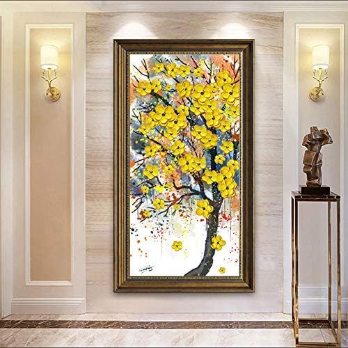  Brand: LucaSng LucaSng Full Drill DIY 5D Diamond Painting Kit, Flowers Tree Diamond Painting Handmade Adhesive Picture Wall Decoration for Living Room, 50 x 90 cm