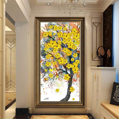  Brand: LucaSng LucaSng Full Drill DIY 5D Diamond Painting Kit, Flowers Tree Diamond Painting Handmade Adhesive Picture Wall Decoration for Living Room, 50 x 90 cm