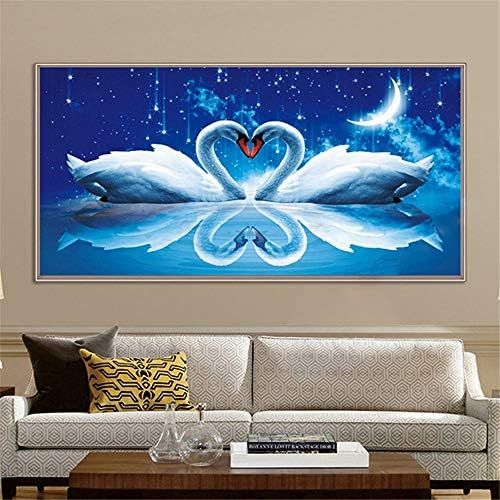  Brand: LucaSng LucaSng DIY 5D Diamond Painting Kits, Diamond Painting Home Wall Decor Painting Cross Stitch Decoration Set Full Large (Pair Swan), 50*80cm