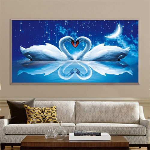  Brand: LucaSng LucaSng DIY 5D Diamond Painting Kits, Diamond Painting Home Wall Decor Painting Cross Stitch Decoration Set Full Large (Pair Swan), 50*80cm