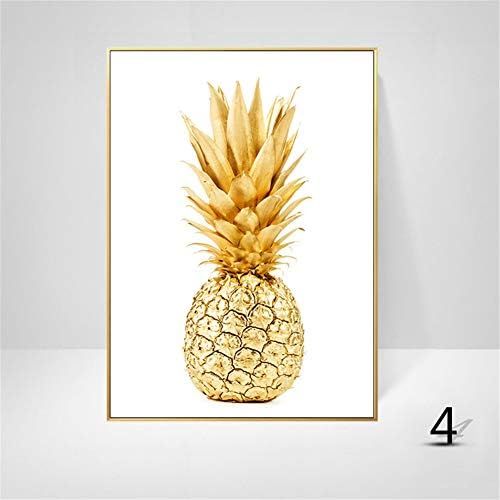  Brand: LucaSng LucaSng Modern Design Poster Set of 3 Golden Pineapple Palm Leaf Leaves Art Print Pictures Without Frame Wall Art Poster, Style B, 20 x 30 cm