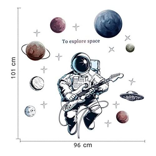  Brand: LucaSng LucaSng Wall Tattoo Childrens Room Vinyl Wallpaper Wall Sticker, Astronaut Space Planets Wall Sticker Wall Decoration for Young Nursery Nursery Nursery