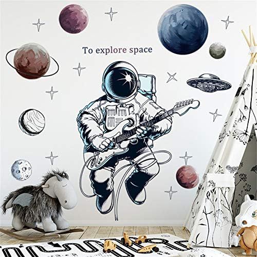  Brand: LucaSng LucaSng Wall Tattoo Childrens Room Vinyl Wallpaper Wall Sticker, Astronaut Space Planets Wall Sticker Wall Decoration for Young Nursery Nursery Nursery