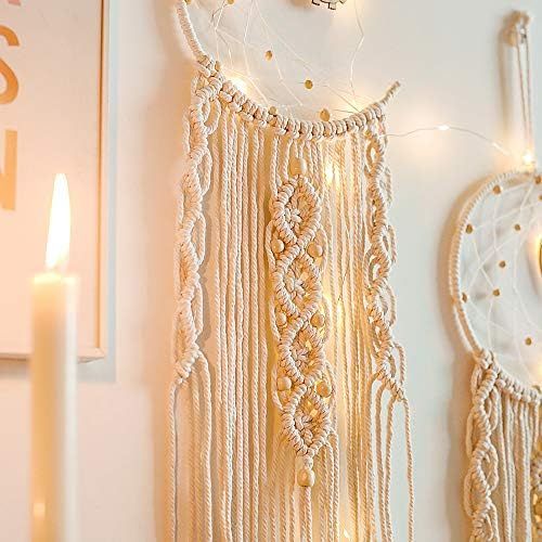  Brand: LucaSng LucaSng 2pcs Boho Macrame Dream Catcher Cotton Unique Bohemian Wall Decor