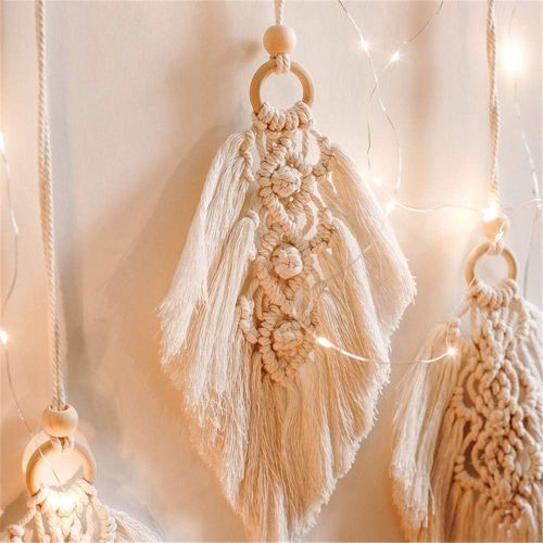  Brand: LucaSng LucaSng Macrame Wall Hanging Tapestry Cotton Woven Unique Bohemian Wall Decor Geometric Art Tapestry for Living Room Bedroom Wedding Party