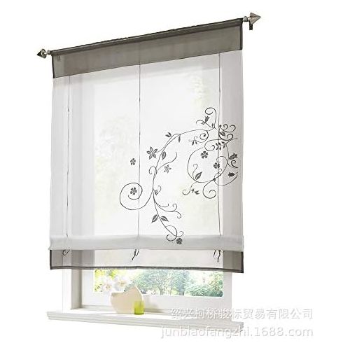  Brand: LucaSng LucaSng 1 Piece Kitchen Roman Blind with Embroidery Tape Roman Curtains Voile Transparent Tabs Curtain