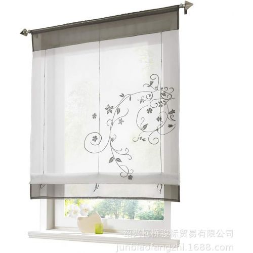  Brand: LucaSng LucaSng 1 Piece Kitchen Roman Blind with Embroidery Tape Roman Curtains Voile Transparent Tabs Curtain