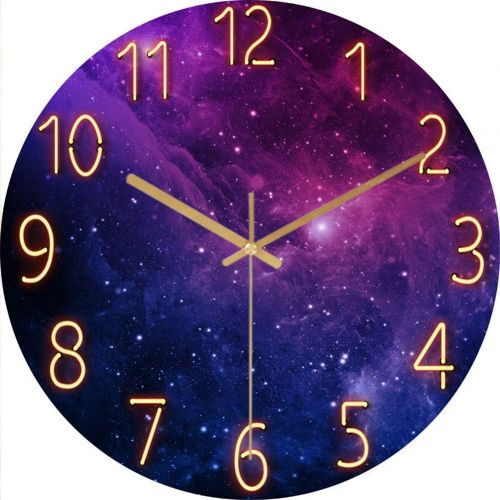  Brand: LucaSng LucaSng Wall Clock Silent 12 Inch Wall Clock without Ticking Noises Galaxy Stars Space Starry Sky Wall Clock Home Decor for Living Room Childrens Room