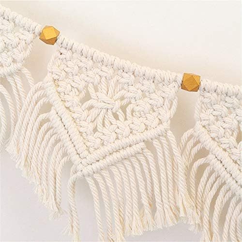  Brand: LucaSng LucaSng Macrame Wall Hanging Tapestry Fringe Garland Banner Cotton Woven Wall Decoration for Living Room Bedroom Wedding Party Decoration 18 cm (W) x 100 cm (L)