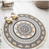 Brand: LucaSng LucaSng Retro Round Cotton Rug with Tassels Bohemian Handweave Washable for Living Room Bedroom Rug Round Mandala Rug