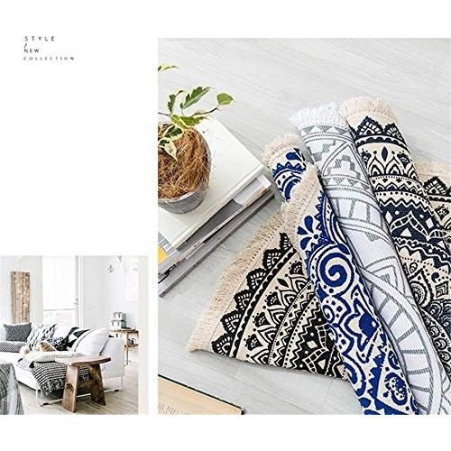  Brand: LucaSng LucaSng Retro Round Cotton Rug with Tassels Bohemian Handweave Washable for Living Room Bedroom Rug Round Mandala Rug