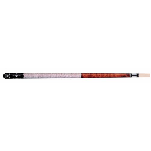  Lucasi Custom Walnut Birds-Eye Pool Cue with Imitation Mother of Pearl and White Diamond Inlays