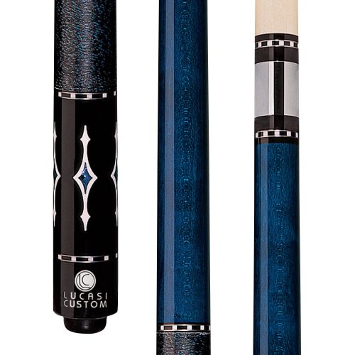  Lucasi Custom Luminous Blue Birds-Eye Pool Cue with Blue and White Diamond Inlays