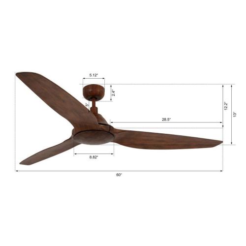  Lucci Air Airfusion Type A Ceiling Fan with Remote and Wall Mount, 60, Koa