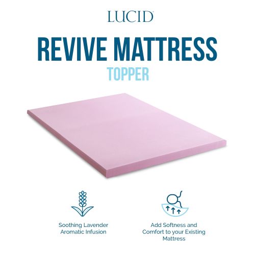  LUCID Lucid 3 Lavender Plush Memory Foam Mattress Topper