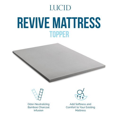  Lucid Bamboo Charcoal Therapeutic Memory Foam Mattress Topper