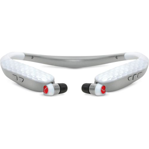  Lucid Audio HLT-NHE-BT-P Amped HearBand Sound Amplifying Bluetooth Neckband Earbud Headphones - White/Gray, Standard