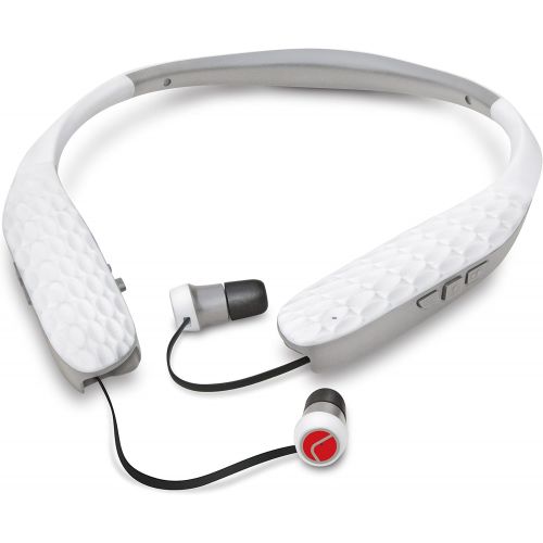  Lucid Audio HLT-NHE-BT-P Amped HearBand Sound Amplifying Bluetooth Neckband Earbud Headphones - White/Gray, Standard