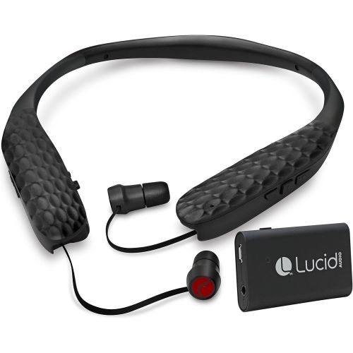  Lucid Audio AMPED HearBand and Wireless TV Streamer - Bluetooth Neckband Earbuds - Black