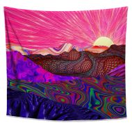 /LucidEyeStudios Trippy Trek Tapestry | Colorful Landscape Design | Psychedelic Wall Hanging | Trail into Horizon Art | Bright Decor | Lucid Eye Tapestries