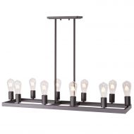 Lucidce Farmhouse Vintage Island Lighting Oil Rubbed Bronze Finish, Rectangular 10 Lights (Bulb not Including) Kitchen Island Light for Dining Room,Entryways, and Hallways