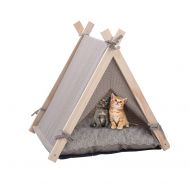 LuckerMore Pet Teepee Tent Dog & Cat Tent Bed Small Washable with Soft Bed Padding for Kitty Puppy Small Dog