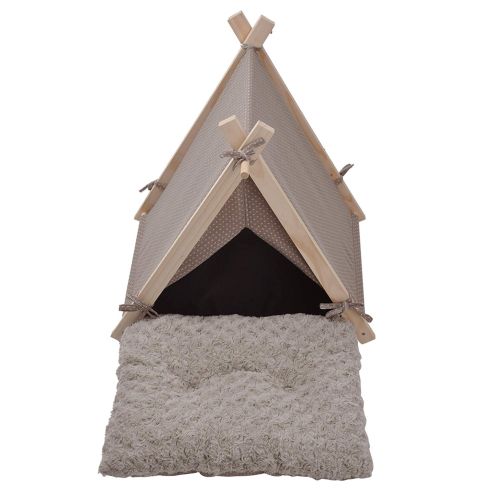  LuckerMore Pet Teepee Tent Dog & Cat Tent Bed Small Washable with Soft Bed Padding for Kitty Puppy Small Dog