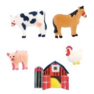 Lucks Dec-Ons Decorations Molded Sugar/Cup-Cake Topper, Farm Animals Assortment, 1 - 1 3/4 Inch, 96 Count