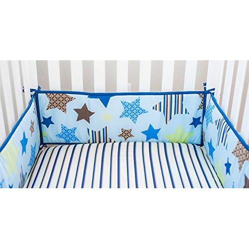  The Lucky Baby Boutique Twinkle Star Crib Bedding Set for Boys - 4 Pieces Nursery Bedding in Blue